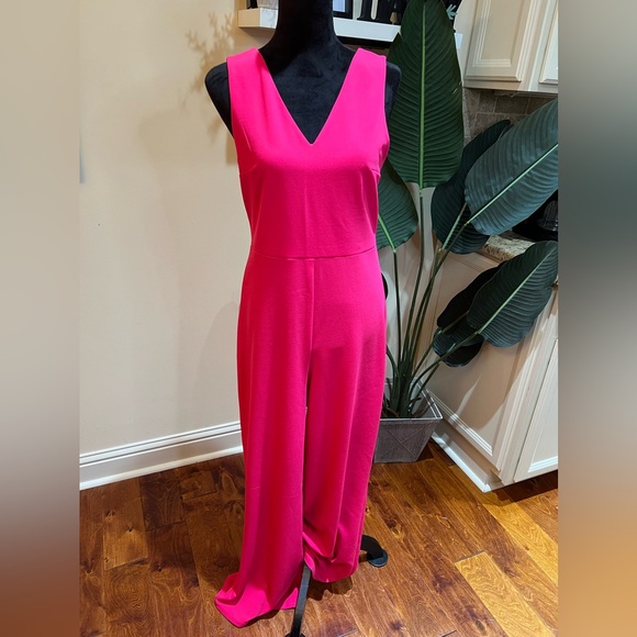 Express Wideleg V-Neck Pink Jumpsuit Medium - Picture 2 of 6